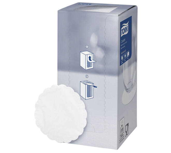 Onderzetter Tork Advanced 8-laags 90mm 250 vel wit 474474