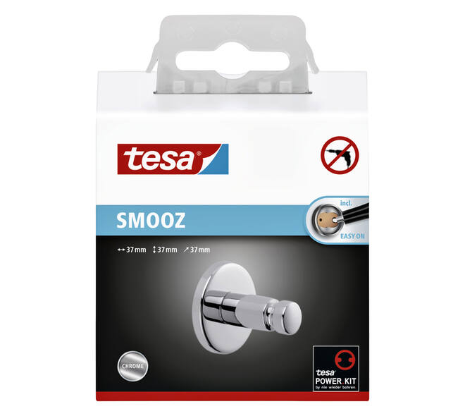 Handdoekhaak tesa® Smooz hoogglans verchroomd metaal zelfklevend