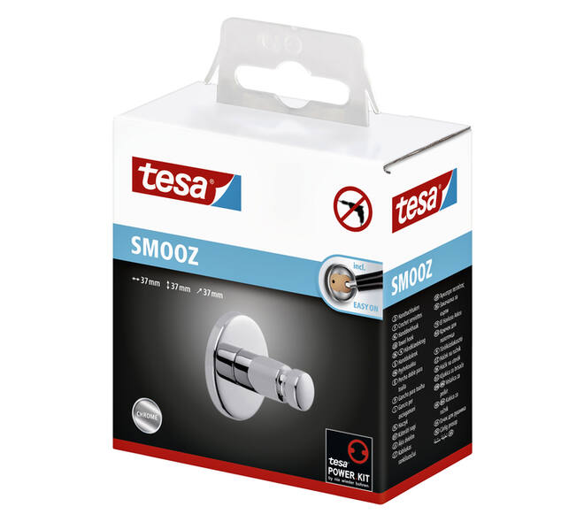 Handdoekhaak tesa® Smooz hoogglans verchroomd metaal zelfklevend