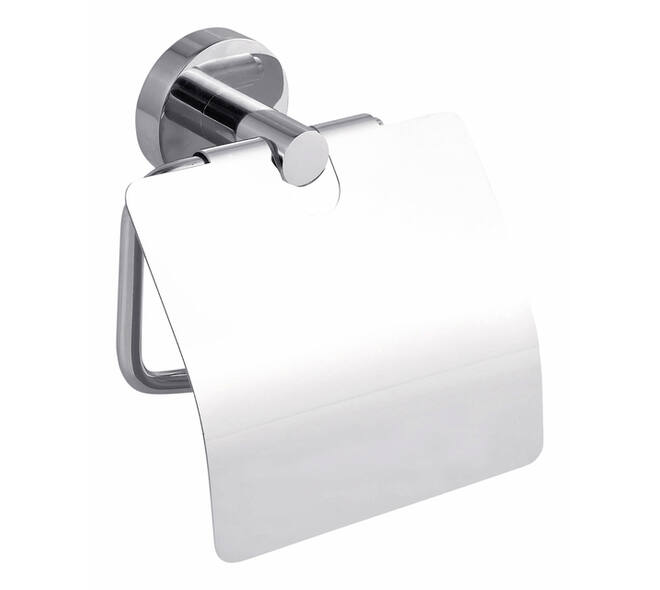 Toiletrolhouder met deksel tesa® Smooz hoogglans verchroomd metaal zelfklevend