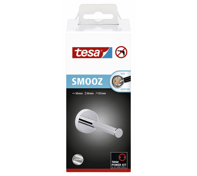 Reserverolhouder tesa® Smooz hoogglans verchroomd metaal zelfklevend