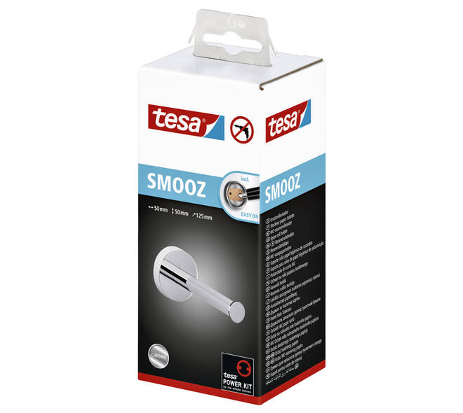 Reserverolhouder tesa® Smooz hoogglans verchroomd metaal zelfklevend