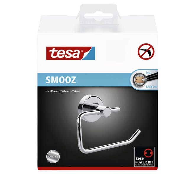 Toiletrolhouder tesa® Smooz hoogglans verchroomd metaal zelfklevend