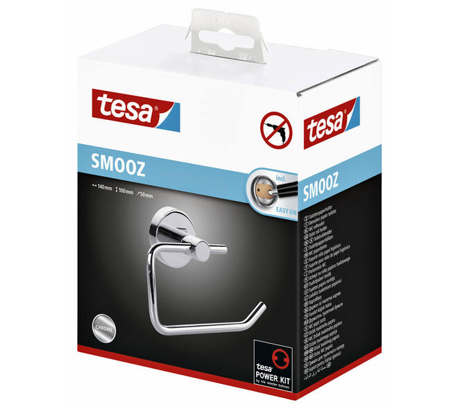 Toiletrolhouder tesa® Smooz hoogglans verchroomd metaal zelfklevend