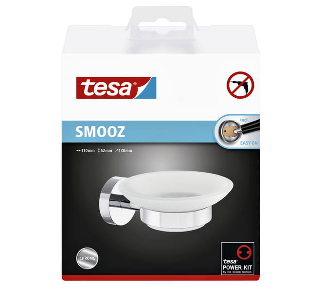 Zeephouder tesa® Smooz hoogglans verchroomd metaal zelfklevend