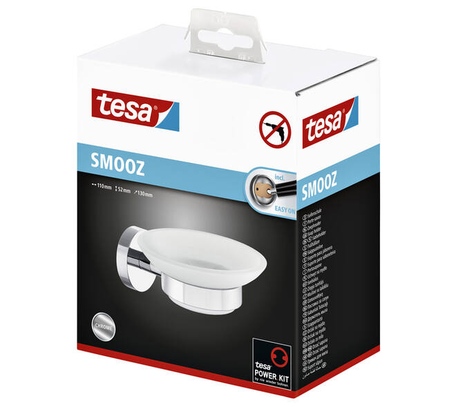 Zeephouder tesa® Smooz hoogglans verchroomd metaal zelfklevend