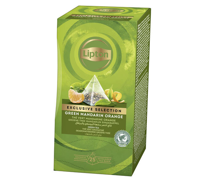 Thee Lipton Exclusive groene thee mandarijn sinaasappel 25 pramidezakjesx2gr