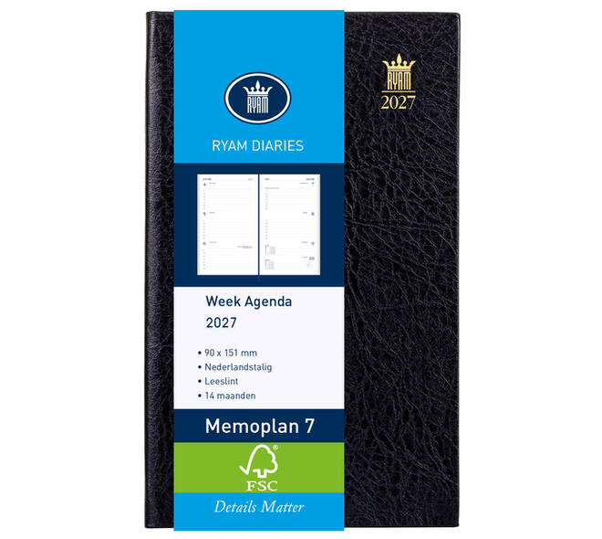 Agenda 2027 Ryam Memoplan 7 Suprema 7dagen/2pagina's zwart