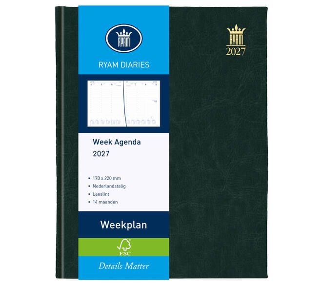Agenda 2027 Ryam Weekplan Mundior 7dagen/2pagina's zwart