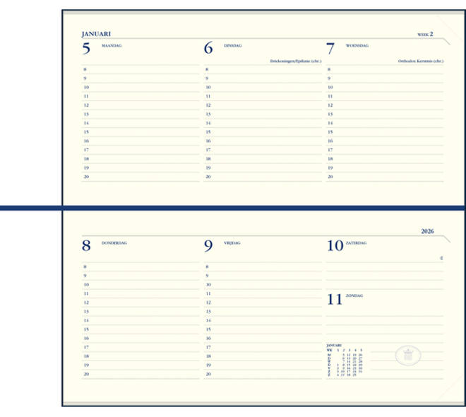 Agenda 2027 Ryam Memoplan 7 Nappa 7dagen/2pagina's landscape assorti