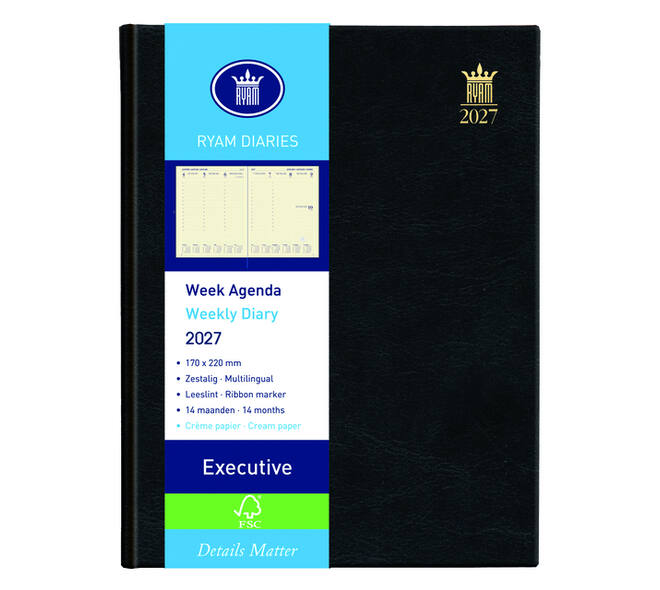 Agenda 2027 Ryam Executive Mundior 7dagen/2pagina's zwart