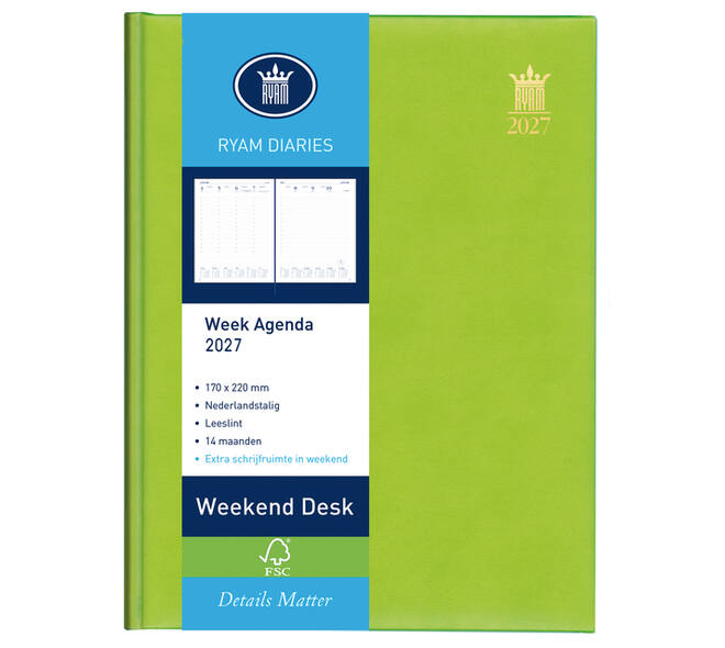 Agenda 2027 Ryam Weekplan Weekend Desk Lazio 7dagen/2pagina's assorti