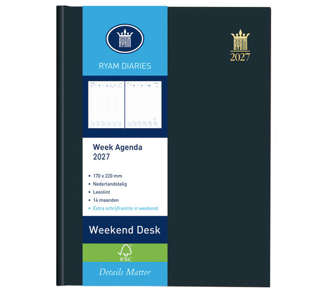 Agenda 2027 Ryam Weekplan Weekend Desk Lazio 7dagen/2pagina's assorti