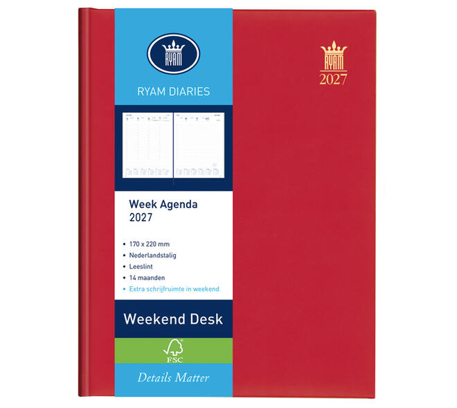 Agenda 2027 Ryam Weekplan Weekend Desk Lazio 7dagen/2pagina's assorti