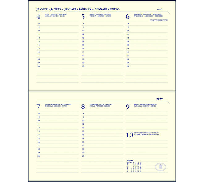 Agendavulling 2027 Ryam Memoplan 7 Compact 7 dagen/2pagina's landscape crème