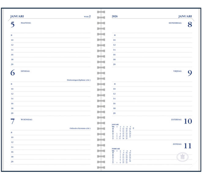 Agenda 2027 Ryam Memoplan 7 Suprema ringplasic 7dagen/2pagina's bordeaux