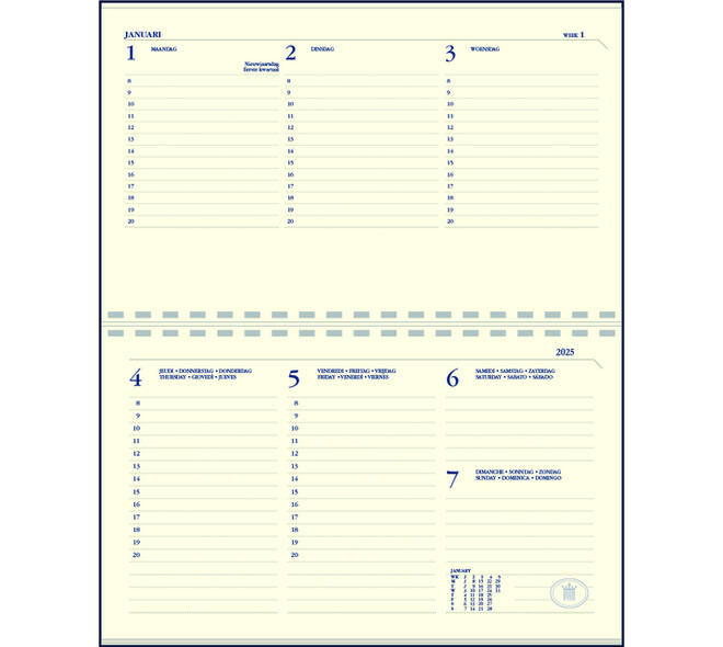 Agenda 2027 Ryam Compact Suprema 7dagen/2pagina's ringplastic zwart