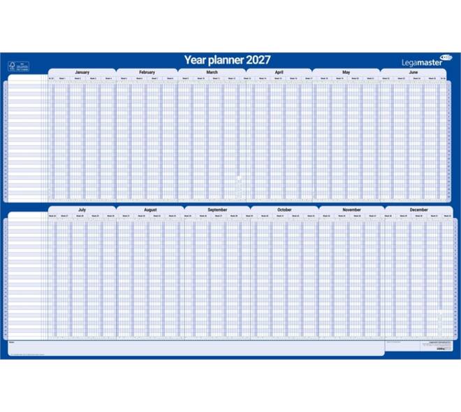 Projectplanner 2026 Legamaster 90x60cm horizontaal gelamineerd Engelstalig