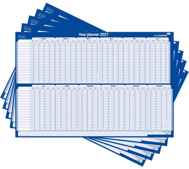 Projectplanner 2026 Legamaster 90x60cm horizontaal gelamineerd Engelstalig