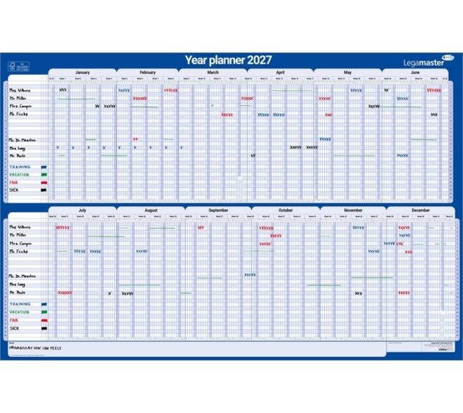 Projectplanner 2026 Legamaster 90x60cm horizontaal gelamineerd Engelstalig