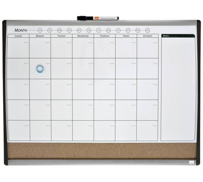 Whiteboard Nobo magnetische planner met prikbord van kurk 58,5x43cm