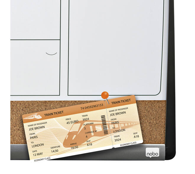 Whiteboard Nobo magnetische planner met prikbord van kurk 58,5x43cm
