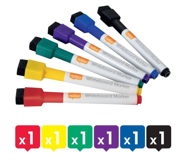 Whiteboardmarker Nobo mini assorti 6 stuks