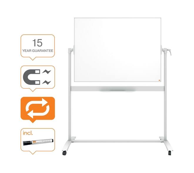 Whiteboard Nobo kantelbord mobiel 90x120cm staal