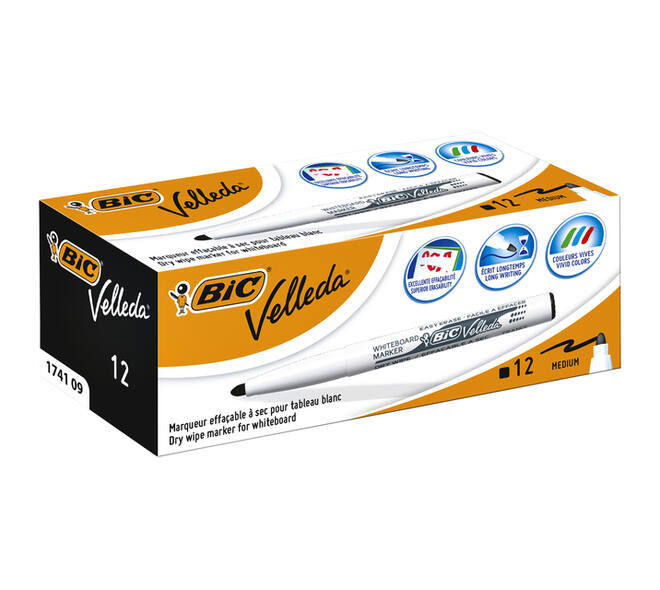 Whiteboardmarker Bic Velleda 1741 rond medium zwart