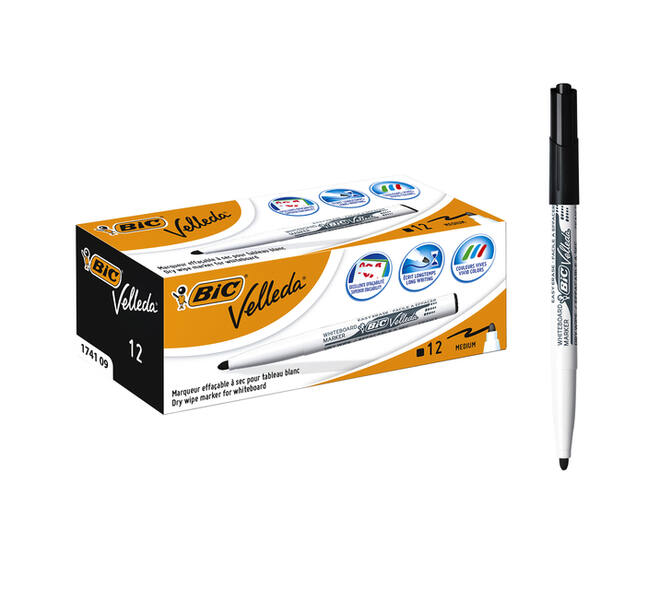Whiteboardmarker Bic Velleda 1741 rond medium zwart