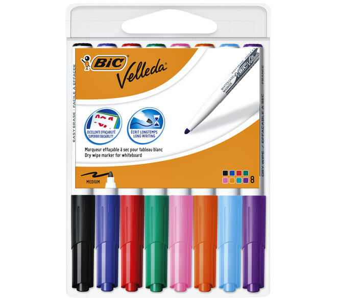 Whiteboardmarker Bic Velleda 1748 rond medium assorti blister à 8st