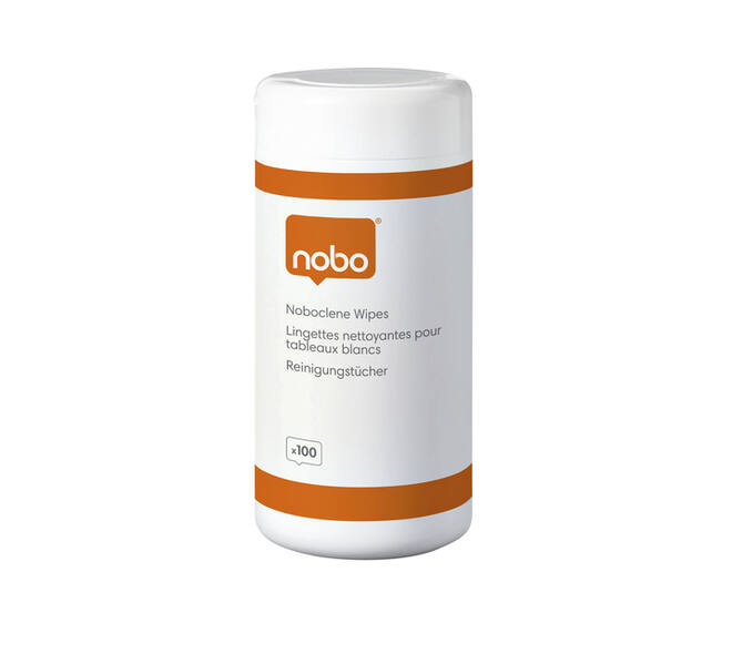 Whiteboard reinigingsdoekjes Nobo pot met 100 stuks