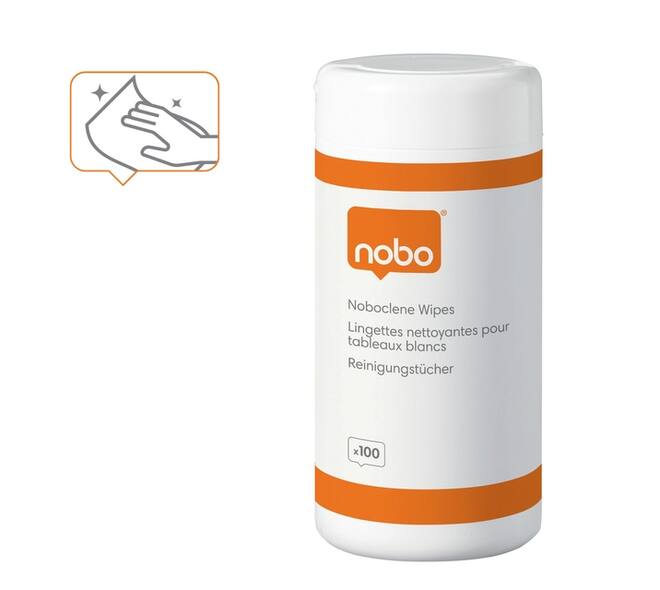 Whiteboard reinigingsdoekjes Nobo pot met 100 stuks