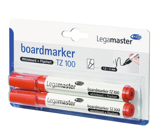 Whiteboardmarker Legamaster TZ 100 rond 1.5-3mm rood blister à 2 stuks