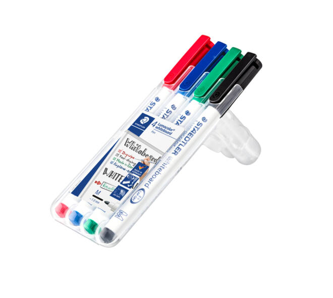 Whiteboardmarker Staedtler 301 rond assorti 1mm 4stuks