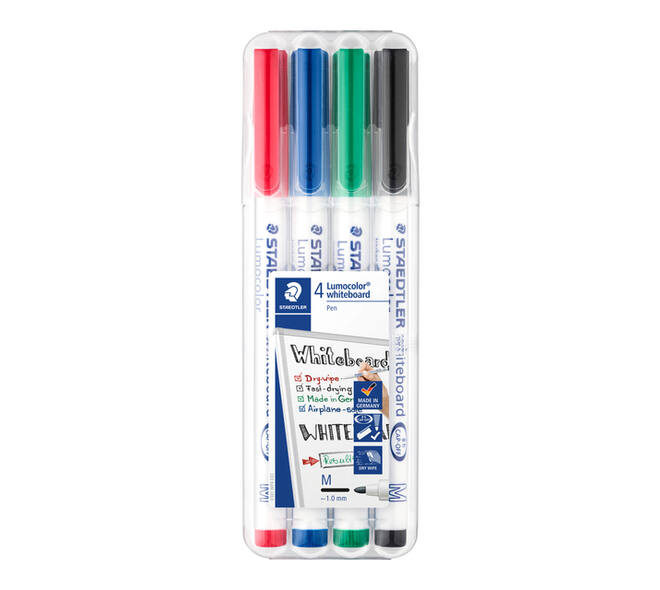 Whiteboardmarker Staedtler 301 rond assorti 1mm 4stuks