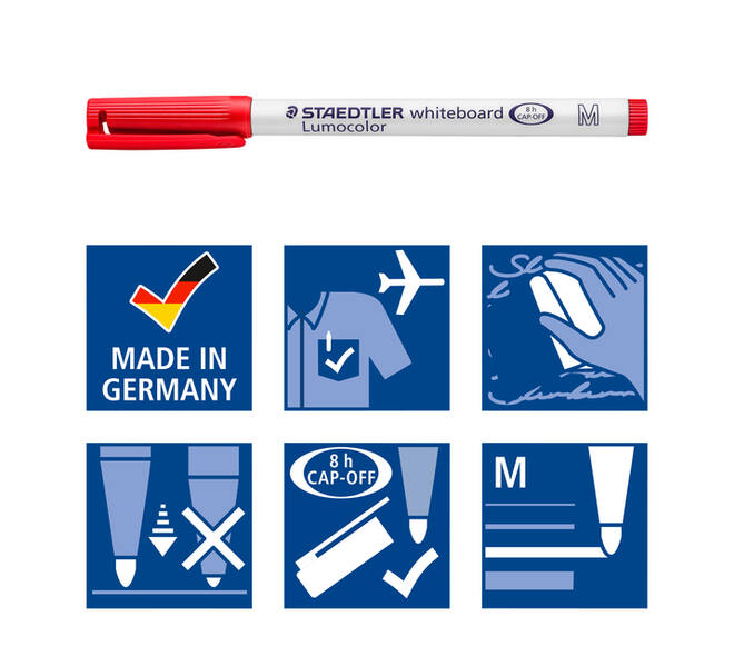 Whiteboardmarker Staedtler 301 rond assorti 1mm 4stuks