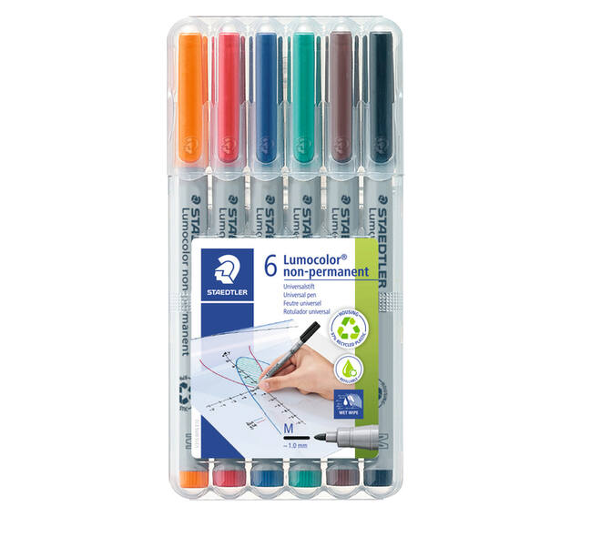 Viltstift Staedtler Lumocolor 315 non permanent medium assorti 6 stuks