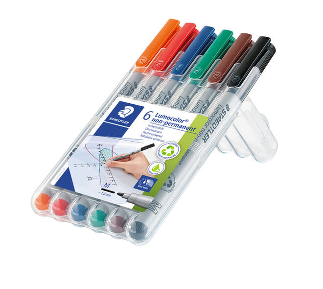 Viltstift Staedtler Lumocolor 315 non permanent medium assorti 6 stuks