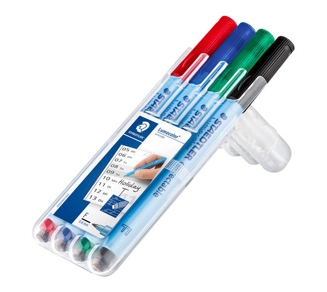 Viltstift Staedtler Lumocolor 305 non permanent correctable F ass 4st
