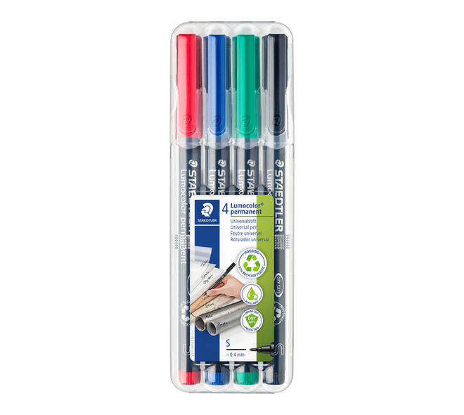 Viltstift Staedtler Lumocolor 313 permanent S set à 4 stuks assorti