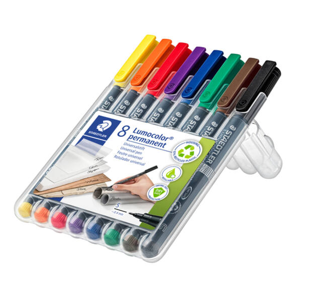 Viltstift Staedtler Lumocolor 313 permanent S set à 8 stuks assorti