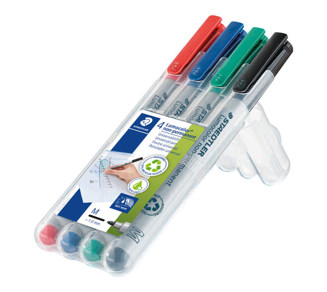 Viltstift Staedtler Lumocolor 315 non permanent M assorti 4 stuks