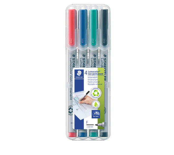 Viltstift Staedtler Lumocolor 316 non permanent F assorti 4 stuks