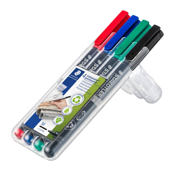 Viltstift Staedtler Lumocolor 317 permanent M set à 3 +1 stuk gratis