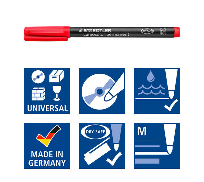 Viltstift Staedtler Lumocolor 317 permanent M set à 3 +1 stuk gratis