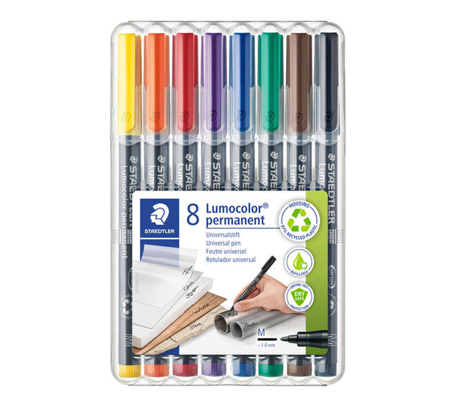 Viltstift Staedtler Lumocolor 317 permanent M set à 8 stuks