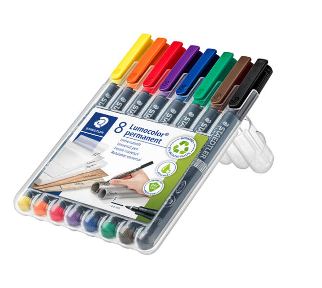 Viltstift Staedtler Lumocolor 318 permanent F set à 8 stuks assorti