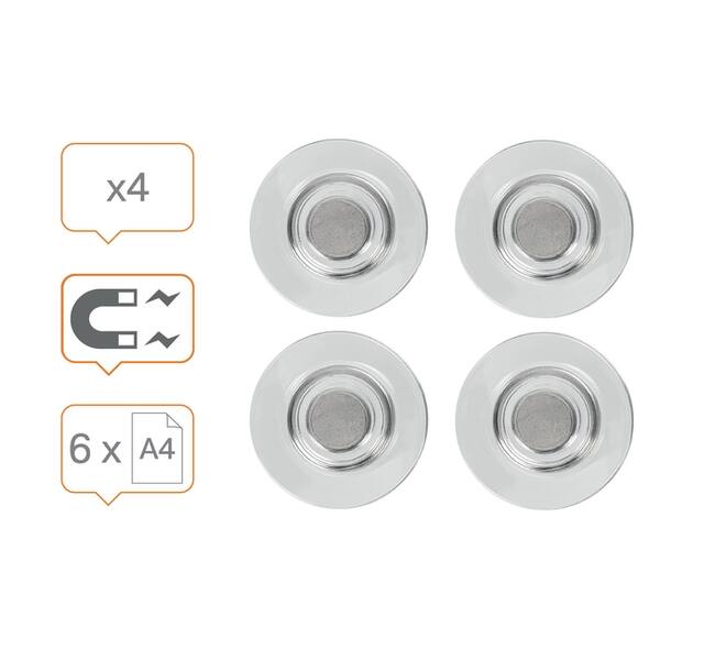 Glasbordmagneet Nobo extra sterk 32mm transparant 4 stuks