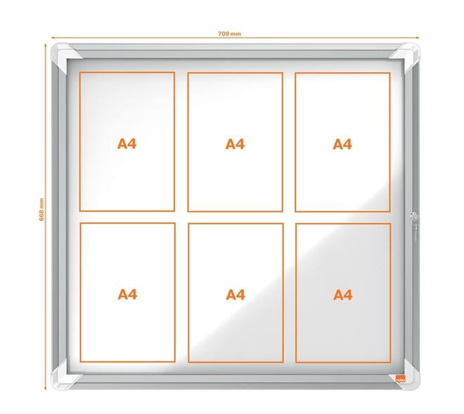 Binnenvitrine Nobo Premium Plus 6xA4 draaideur magnetisch